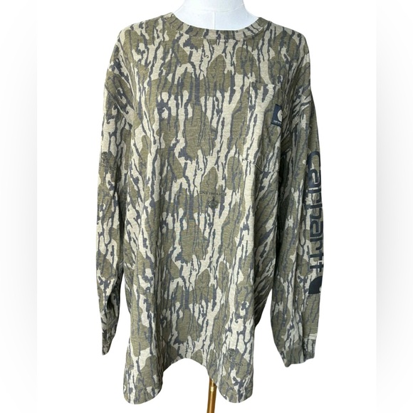 Carhartt + Bottomland Men's Green Camouflage long sleeve shirt - Picture 4 of 7